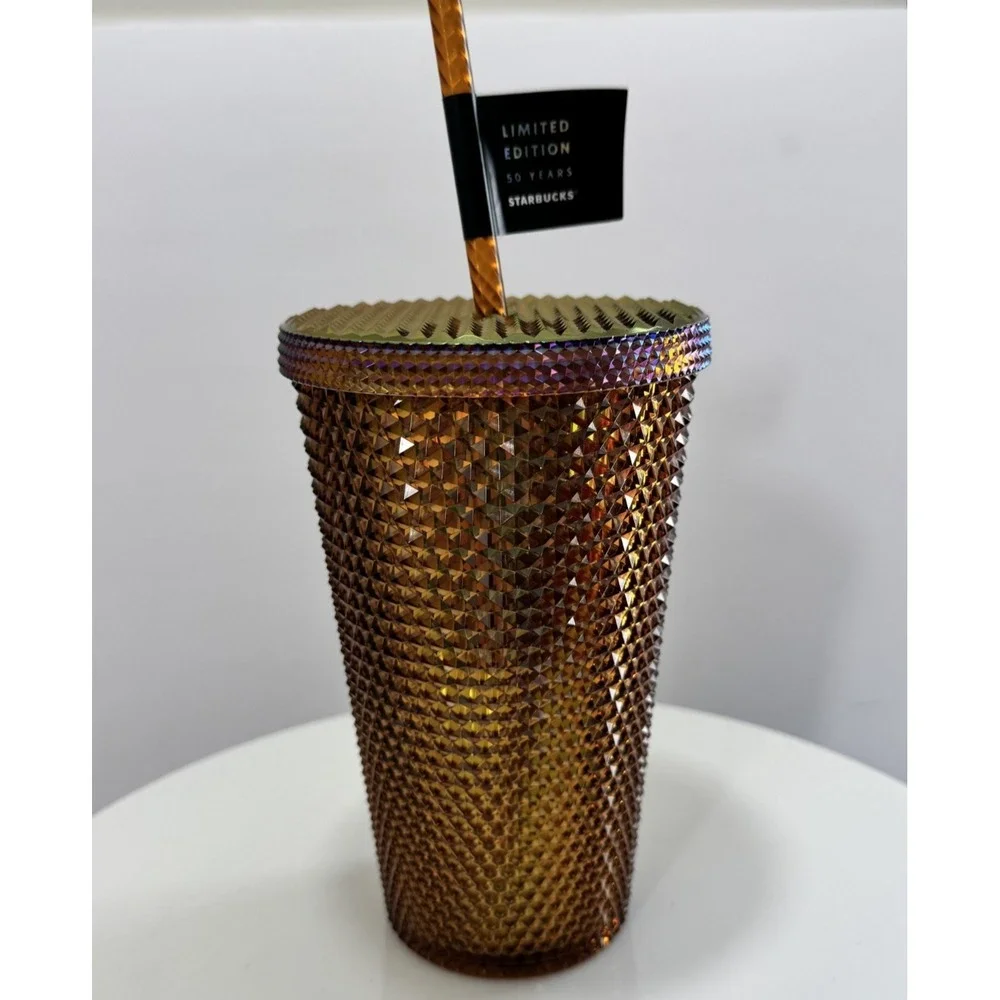 Starbucks Copper Gold Studded 16 oz Tumbler 50th Anniversary Limited Edition New